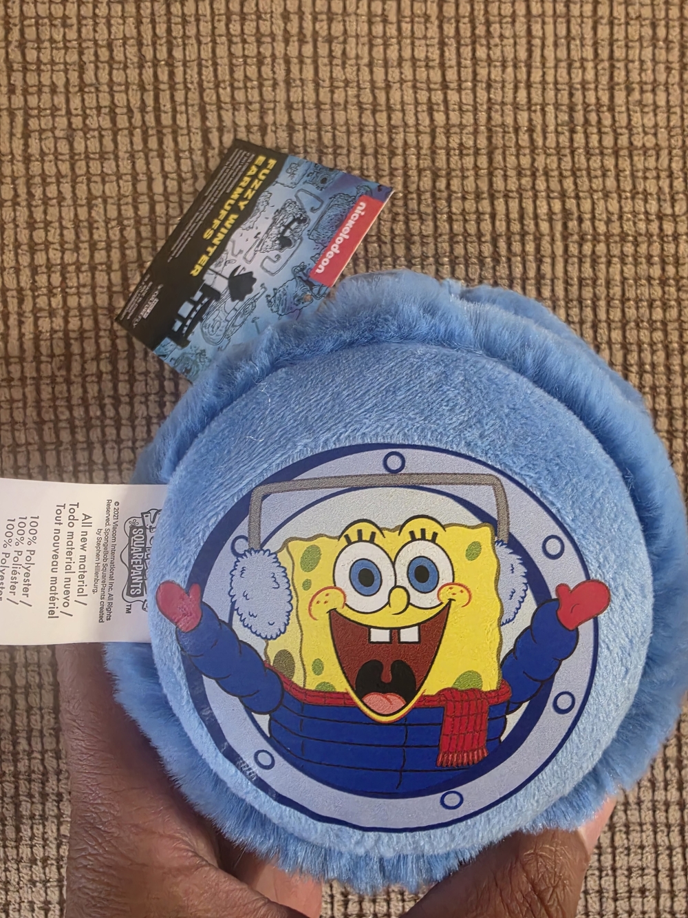 SpongeBob SquarePants Blue Fuzzy Winter Earmuffs